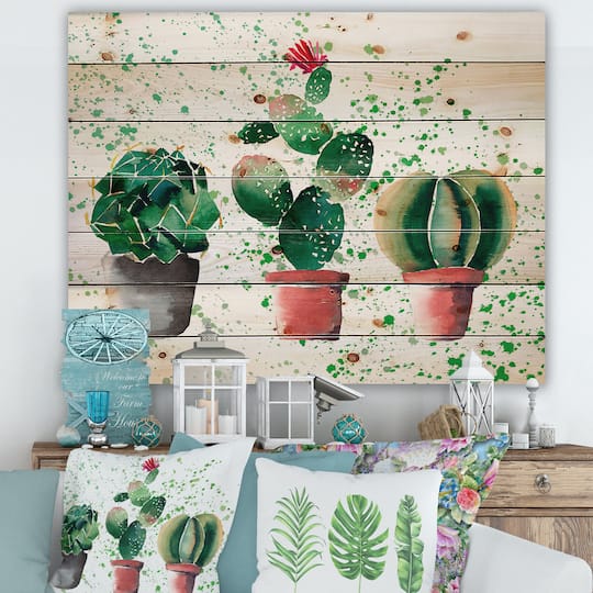 Designart - Three Cacti In Clay Pots